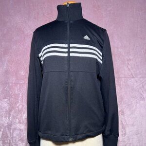 Adidas Kids Black And White  Zip Up Light Weight Athletic Jacket Size Medium